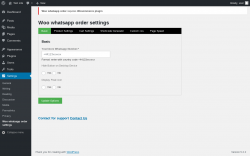 Page screenshot: Settings &rarr; Woo whatsapp order settings