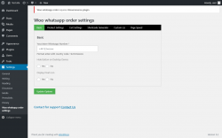 Page screenshot: Settings &rarr; Woo whatsapp order settings