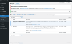 Page screenshot: Plugins ‹ Test site — WordPress