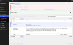 Page screenshot: Plugins &lsaquo; Test site &mdash; WordPress