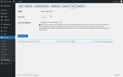 Page screenshot: Settings &rarr; Pixel Manager &rarr; Logs