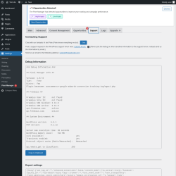 Page screenshot: Settings &rarr; Pixel Manager  &rarr; Support