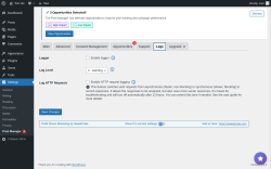 Page screenshot: Settings &rarr; Pixel Manager  &rarr; Logs