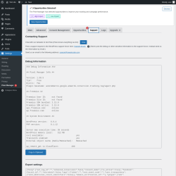 Page screenshot: Settings &rarr; Pixel Manager  &rarr; Support