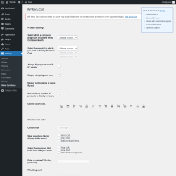 Page screenshot: Settings → Menu Cart Setup
