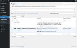 Page screenshot: Plugins ‹ Test site — WordPress
