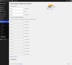 Page screenshot: Settings &rarr; Woocommerce Multiple Tabs