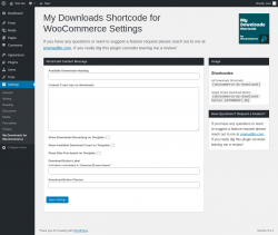 Page screenshot: Settings &rarr; My Downloads for WooCommerce