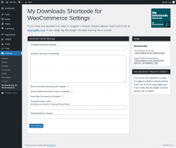 Page screenshot: Settings &rarr; My Downloads for WooCommerce