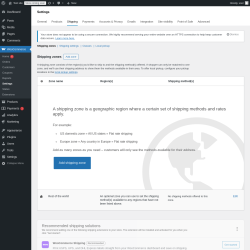 Page screenshot: WooCommerce → Settings → Shipping