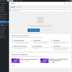 Page screenshot: Marketing → Coupons
