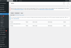 Page screenshot: WooCommerce → Reports → Stock
