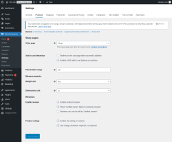Page screenshot: WooCommerce → Settings → Products