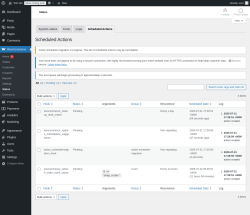 Page screenshot: WooCommerce → Status → Scheduled Actions