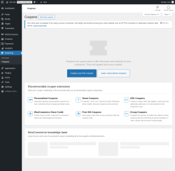 Page screenshot: WooCommerce → Coupons