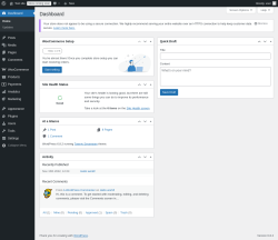 Page screenshot: Dashboard ‹ Test site — WordPress