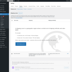 Page screenshot: WooCommerce → Settings → Shipping