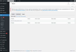 Page screenshot: WooCommerce → Reports → Stock