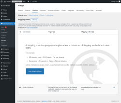 Page screenshot: WooCommerce &rarr; Settings &rarr; Shipping