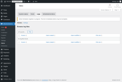 Page screenshot: WooCommerce &rarr; Status &rarr; Logs