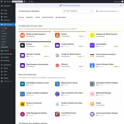 Page screenshot: WooCommerce &rarr; Extensions 