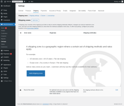 Page screenshot: WooCommerce &rarr; Settings &rarr; Shipping