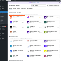 Page screenshot: WooCommerce &rarr; Extensions 