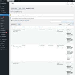 Page screenshot: WooCommerce &rarr; Status &rarr; Scheduled Actions