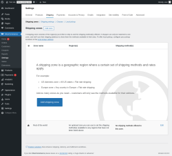 Page screenshot: WooCommerce &rarr; Settings &rarr; Shipping