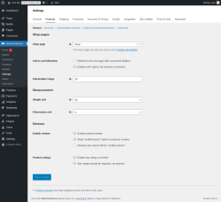 Page screenshot: WooCommerce &rarr; Settings &rarr; Products