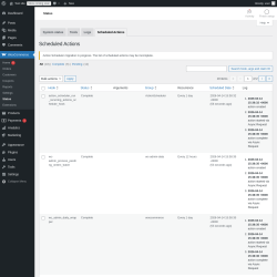 Page screenshot: WooCommerce &rarr; Status &rarr; Scheduled Actions