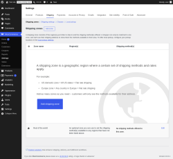 Page screenshot: WooCommerce &rarr; Settings &rarr; Shipping