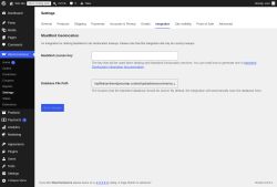 Page screenshot: WooCommerce &rarr; Settings &rarr; Integration