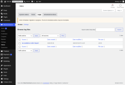 Page screenshot: WooCommerce &rarr; Status &rarr; Logs