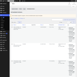 Page screenshot: WooCommerce &rarr; Status &rarr; Scheduled Actions