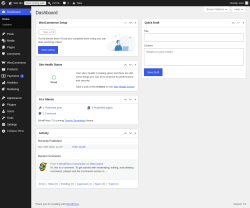 Page screenshot: Dashboard &lsaquo; Test site &mdash; WordPress