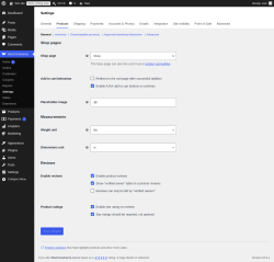 Page screenshot: WooCommerce &rarr; Settings &rarr; Products