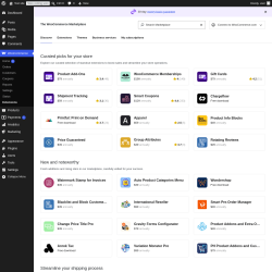Page screenshot: WooCommerce &rarr; Extensions 