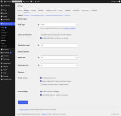 Page screenshot: WooCommerce &rarr; Settings &rarr; Products