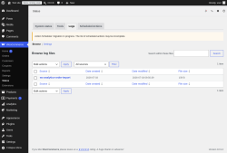 Page screenshot: WooCommerce &rarr; Status &rarr; Logs