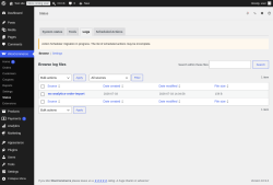 Page screenshot: WooCommerce &rarr; Status &rarr; Logs