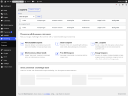 Page screenshot: WooCommerce &rarr; Coupons