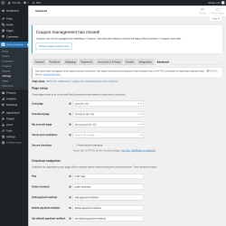 Page screenshot: WooCommerce → Settings → Advanced