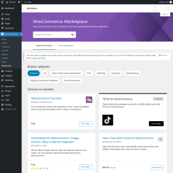 Page screenshot: WooCommerce → Extensions 