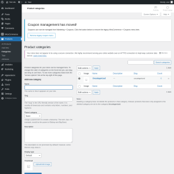 Page screenshot: Products → Categories