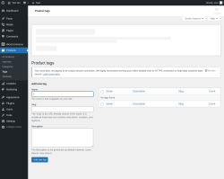 Page screenshot: Products → Tags
