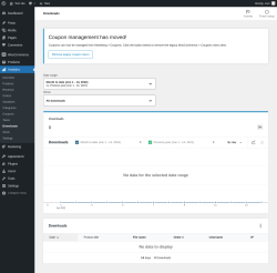 Page screenshot: Analytics → Downloads