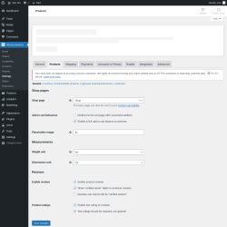 Page screenshot: WooCommerce → Settings → Products