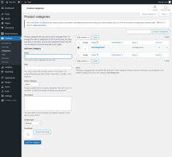 Page screenshot: Products &rarr; Categories