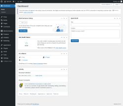 Page screenshot: Dashboard &lsaquo; Test site &mdash; WordPress